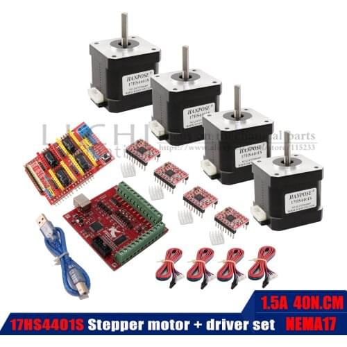 NEMA17 driver TB6600 +1PCS USB power controller + stepper motor 17HS4401S twist rejection 40n.cm