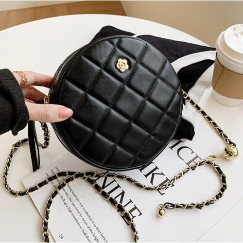 European and American Bags 2021 New Trendy Fashion Ladies Rhombic Chain Messenger Bag Season Wild Western Style Small Round Bag
