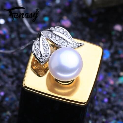 FENASY Natural Pearl Necklace For Women Pearl Jewelry Personalized Pendant With Chain Choker 925 Sterling Silver Necklace