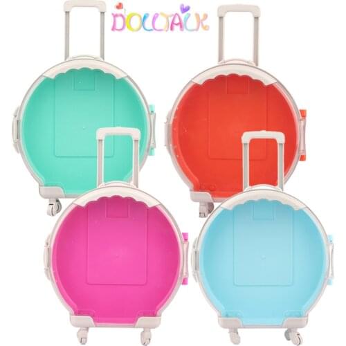 Doll Accessories Box 4 Colors PUTrunk For American Doll Simple Trolley Case,Suitcase For New Born Russia Blthy Bebe Dolls GIft