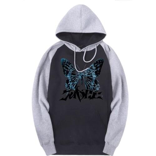 Beautiful Butterfly Raglan Hooded Sweatshirts Men Print Casual Clothing Streetwear Winter Hoodies Male Outdoor Supoleron Hombre