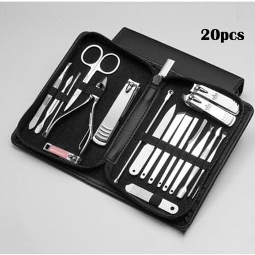 Portable Pedicure Beauty Tongs Scissor Tool Trimmer Nail Clipper 7 To 20 Pcs Stainless Steel Professional Cleaning Manicure Set