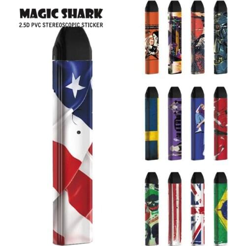 Magic Shark 2021 New Arrivel USA UK Flag On the Drop Skull Robot Case Skin Cover Full Film Sticker for Uwell Caliburn