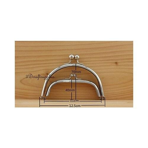 Metal purse frame Double glue on clasp clip nickel 5 inch X 2 3/4 inch AC1