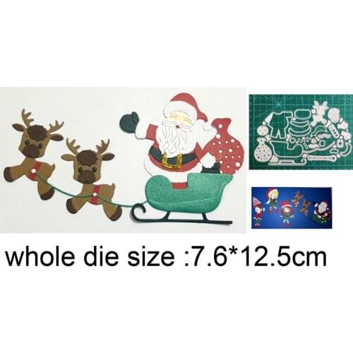 Christmas Deer Santa Claus Sleigh Border Metal Cutting Dies for DIY Scrapbooking Paper Card Deco Embossing Die Cut Stencils dies