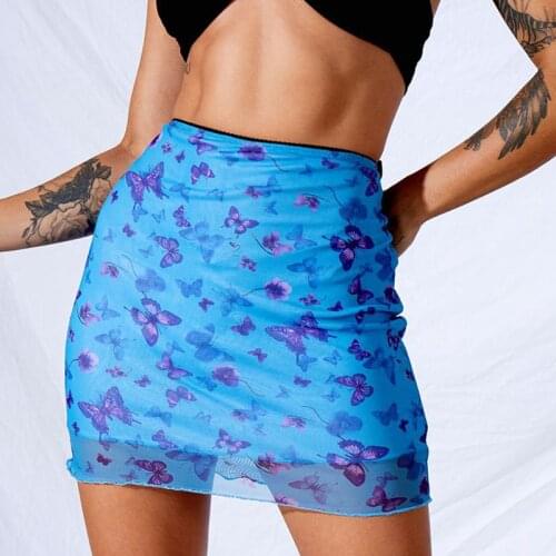 Y2K Aesthetic Sexy Mesh Skirt Women Harajuku Pint High Waist Mini Skirt Summer Female Bodycon 2020 Fashion Streetwear Clothes