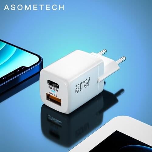 Mini Dual Port Phone Charger Type C Fast Charger 20W USB C Charger EU Quick Charge for iPhone 12 Max iPad Huawei Xiaomi Samsung