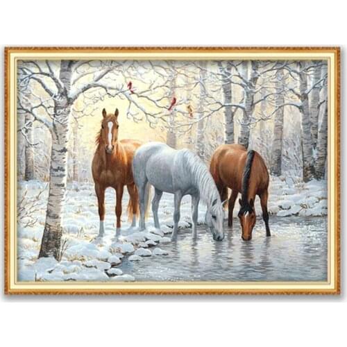 Nature DIY Cross Stitch 11CT Embroidery Kits Needlework Craft Set Cotton Thread Printed Canvas Home Decoration Hot Sell On Sale