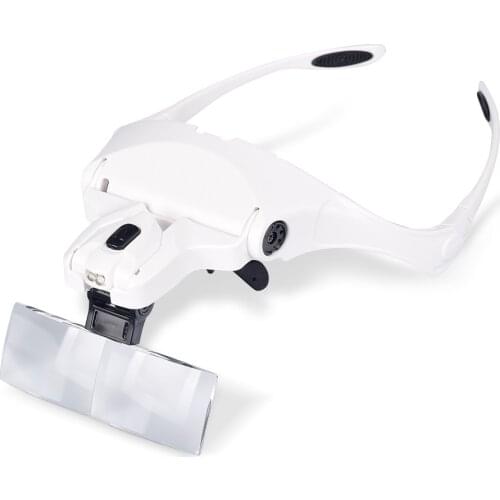 Five Sets of Lens Multi-Magnification with LED Light Head-Mounted Glasses Magnifying Glass Tattoo Embroidery Beauty