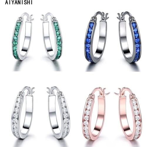 AIYANISHI 2021 New Arrival Fashion 925 Sterling Silver Earrings Party Single Row Drill Earrings For Women Valentines Day Gifts