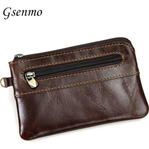 New Gsenmo High Quality Genuine Leather Women Mini Wallet Leather Coin Purse Coin Credit Card Holder With Metal Ring Change Bag