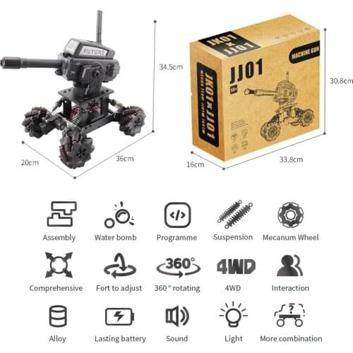 New Alloy Remote Control Tank DIY Programming 4WD RC Toy Tank With Launch Water Bomb Off-road Climbing Car Remote Driving Toy