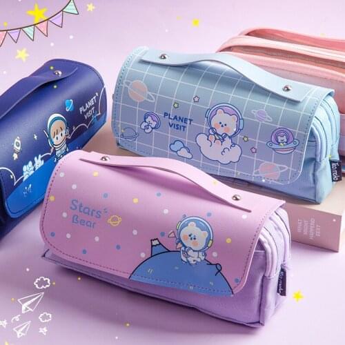 Large Capacity Fashion Portable Pencil Case Pen Stationery Bag For Boy Girl Primary School Students Children Gift Kids