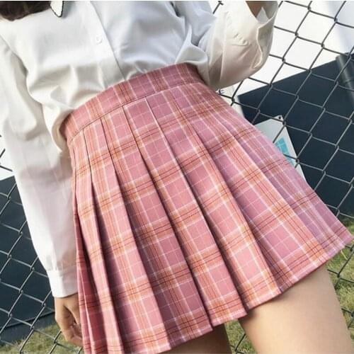 Short Skirt Pleated Mini Lattice Zipper Female Spring And Autumn New Korean Version of The College Style High Waist Sexy Skirt