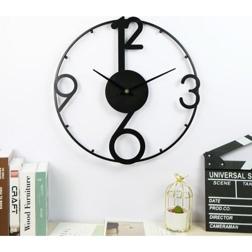 Modern Home Living Room Wall Wall Clock Bedroom Office Wall Watch Creative Digital Round Hollow Quartz Clock