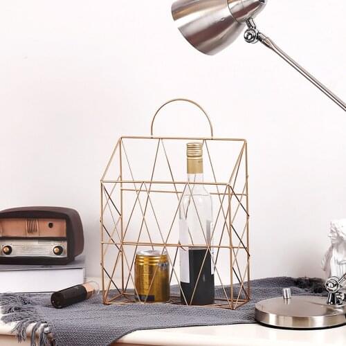Newspaper Storage Rack Wall Mounted Magazine File Holder Metal Wire Geometric Organizer Basket Home Living Room Decoration