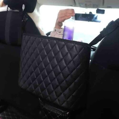Car Large Capacity Storage Pocket Seat Crevice Net Handbag Holder Luxury Leather Seat Back Organizer Mesh Bag Automotive Goods