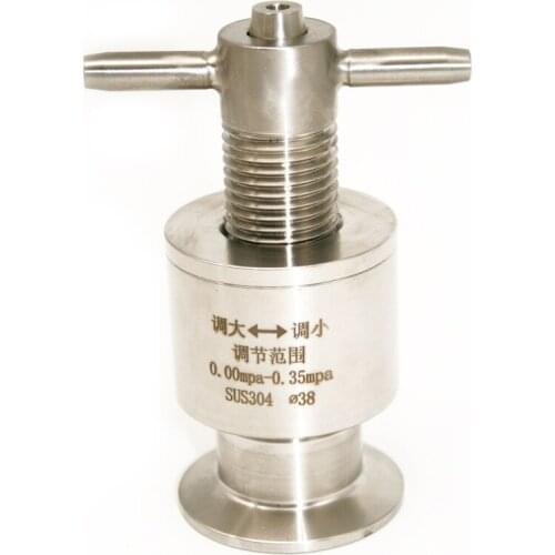 Pipe OD 38mm Sanitary SUS 304 Tri Clamp OD 50.5mm Adjustable Pressure Relief Reducing Valve 0.5-6 Bar Safety Exhaust Vent Valve