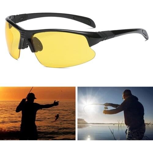 Outdoor UV400 Fishing Sunglasses Night Vision Fishing Glasses Windproof Riding Cycling Goggles Unisex Camping Hiking Eyewear