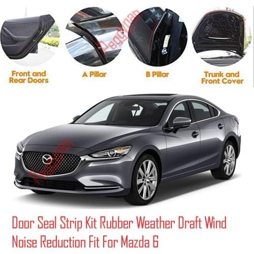 Door Seal Strip Kit Self Adhesive Window Engine Cover Soundproof Rubber Weather Draft Wind Noise Reduction Fit For Mazda 6