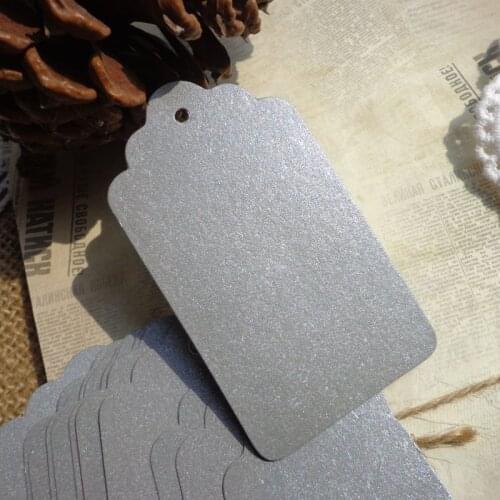 50pcs Silver Paper Gift Tag Party Wedding Message Gift Hang Tag DIY Christmas Craft Cards Label Hemp String Included 4x7cm