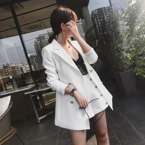 Women sweatsuits sets spring and summer fashion temperament casual office female business OL jacket + shorts two-piece suit