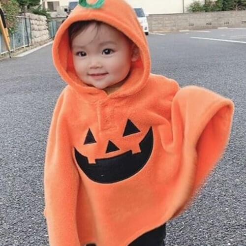 Winter Baby Halloween Costume Pumpkin Cosplay Hoodie Cape Coat Disfraz Bebe Halloween Costume For Baby Girls Boys Clothes 1-4Y