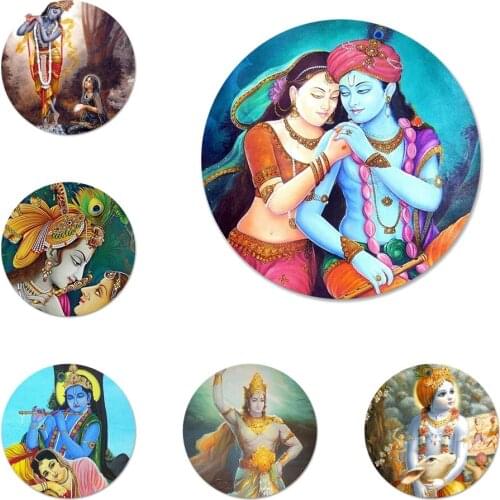 Gold Lord Krishna Hindu Icons Pins Badge Decoration Brooches Metal Badges For Backpack Decoration 58mm