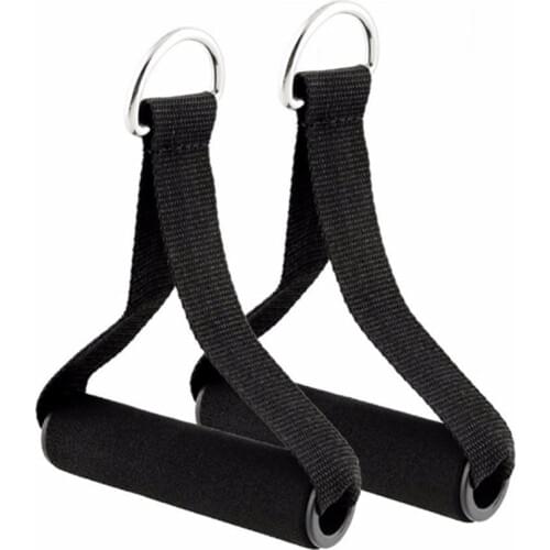 1Pair Resistance Bands Handles For Strength Training With Foam Handle Metal D-Shape Buckles Black Fitness Exercise Hands Hook