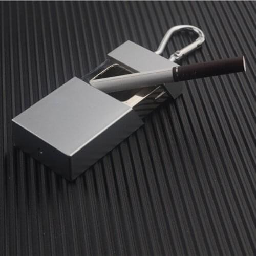 1PCS fashion portable ashtray with lid keychain pocket mobile ashtray automatic mini cigarette metal bottle storage bag