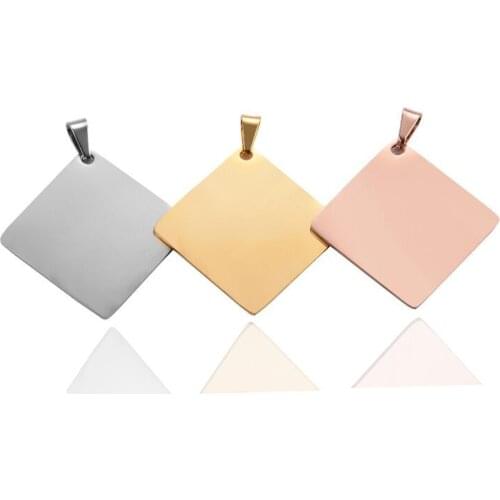 10pcs Wholesale 35X35mm square shape Stainless Steel Army ID Blank Dog Tags Miliary Tag Pendant Necklace Jewelry 3 Colors