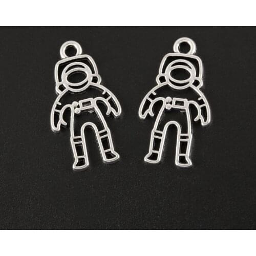 30Pcs Silver Color Space Explorer Astronaut Charms Planet Pendant Necklaces Bracelet Accessories Jewelry Finding