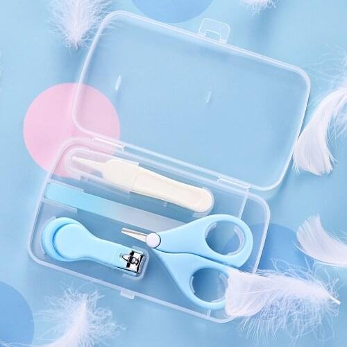 4Pcs/Set Multi-function Baby Safety Care Nail Trimmer Scissors Nail Clippers Baby Nursing Tools with Solid Color Storage Box