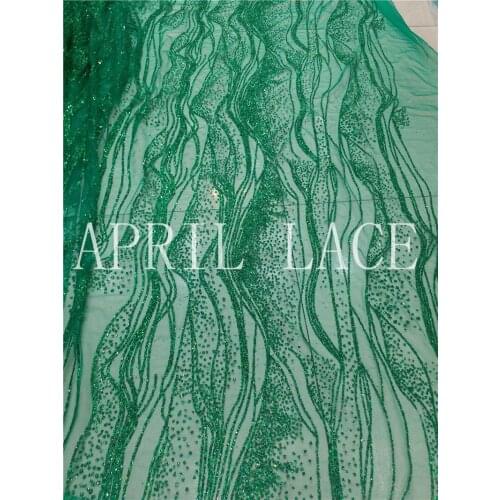 Aa001 glued gliter green color floral sparkle mesh tulle lace for evening dress/sawing/party/wedding,ship all world