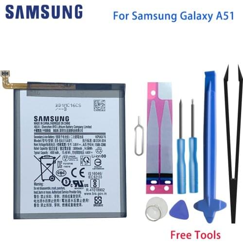 Original Samsung Galaxy A51 Phone Battery EB-BA515ABY 4000mAh For Samsung Galaxy A51 SM-A515 SM-A515F/DSM Phone Batteries +Tools