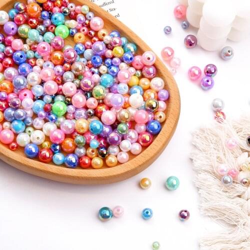30-100pcs/Bag 6-10mm AB Colors ABS Loose Round Imitation Pearl Beads for Fashion Bracelet/Necklace DIY Jewelry Making Supplies
