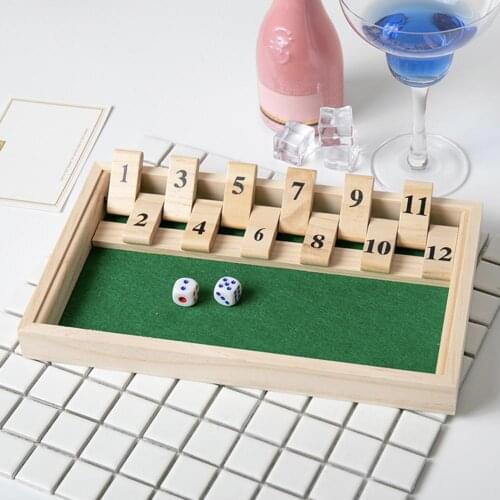 12 Numbers Shut The Box Dice Wooden Game Board Convenient Fun Party Club Bar Drinking Games For Adults Children Educational Toys