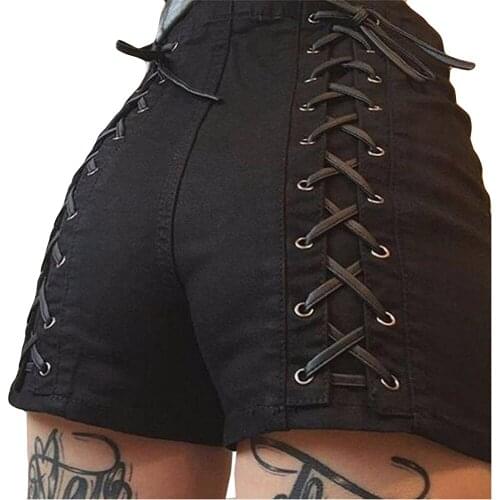 Denim Shorts Bandage Black Hole Sexy Hot Fashion Summer Slim Ripped Jeans Short Pants Lacing Casual Shorts