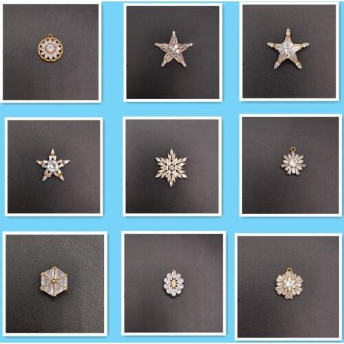 Zircon Charms for Jewelry making Crystal Charms 10pcs Star Charm Pendant Snowflake Charms for Women Lovely Zircons charms