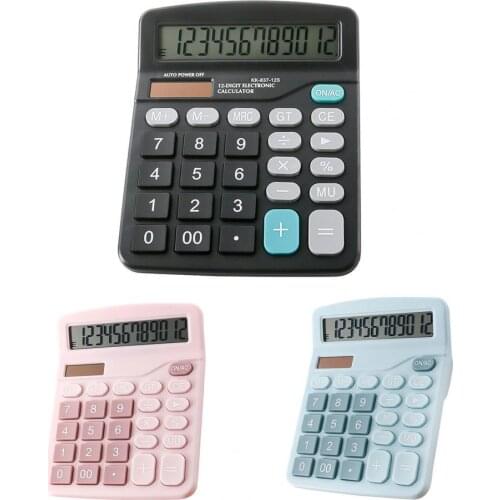 New Design Color Student 12-digit Solar Calculator 837 Dual Power Supply Large Display Screen Counting Office Calculator