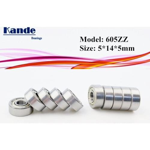 Kande Bearings 605 10pcs ABEC-1 ABEC-3 ABEC-5 P5 605ZZ 605 ZZ Miniature Deep Groove Ball Bearing 5x14x5mm