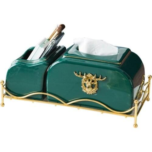 Creative bedroom living room coffee table desktop household tissue box storage box European decorative ornaments ceramic drawers