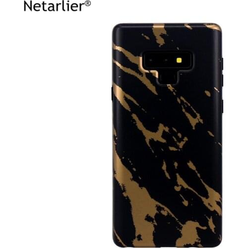 Netarlier IMD Fitted Case For Samsung Galaxy Note8 note9 S9 S9Plus Black Gold Chrome Marble Design Matte Protective Phone Cover