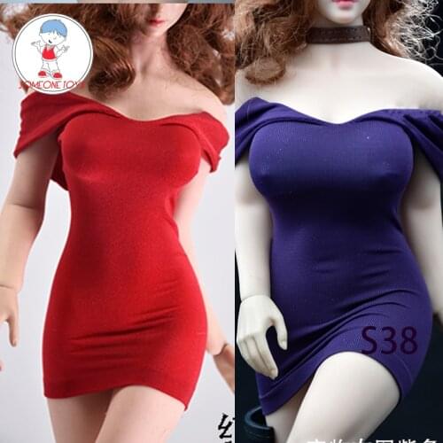 Mini Skirt 1/6 Female Soldier Strapless Tight Skirt Stretch Wrap Hip Skirt for TBLeague S07C S38 S39 Plus Size Body Figure