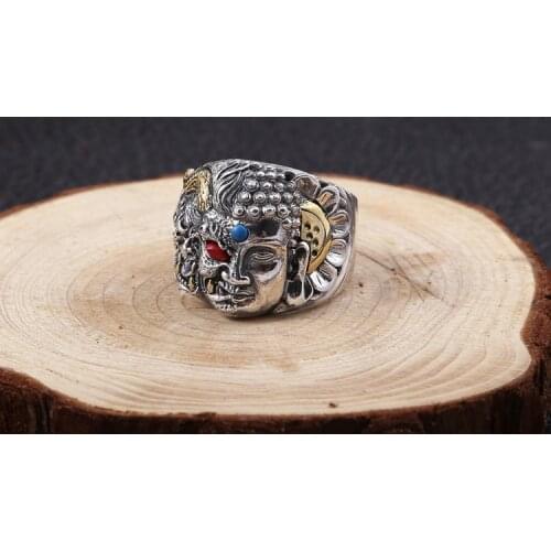 Solid 925 Sterling Silver MENS Mara Buddha ring rings jewelry gift A5725