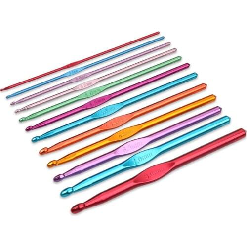 Crochet Hooks Set Aluminium 12Pcs and14pcs Knitting Needles Set Aluminum Bamboo