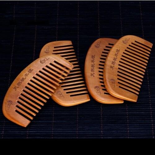Natural Peach Wood Handmade Fine Teeth Comb Anti-static Hairbrush Haircut Scalp Massage Classic Hairdressing Hair Style Tools