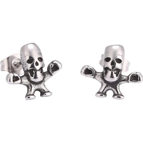 Punk Men Gothic Skull Boxer Earrings Hip Hop Ear Stud Vintage Women Jewelry Gifts BB0682