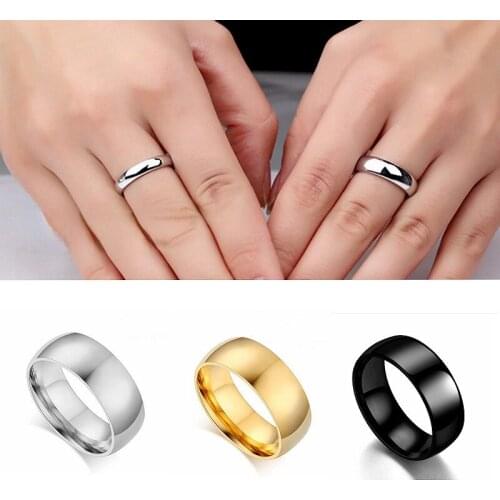 Couple Ring Stainless Steel 4mm 6mm 8mm Smooth Arc Ring Casual Cocktail Party Jewelry Daily Matching Ring Anniversary Gift