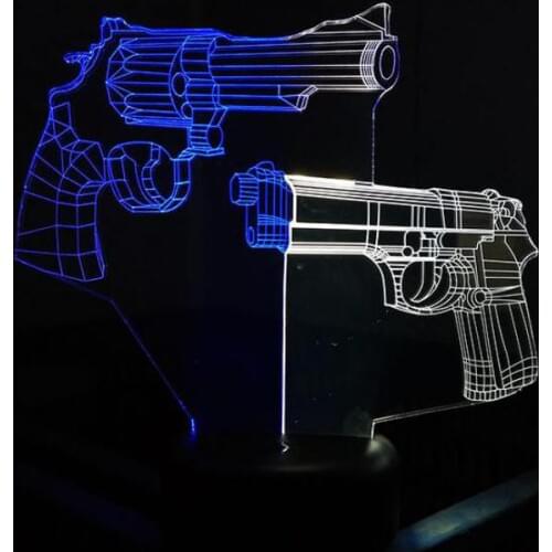 Gun 3d Vision Nightlight Creative Colorful Touch Charging Led Stereo Gift 3d Lamp Kids Room Light Lovely cartoon childrens toys
